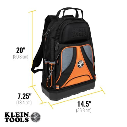 Klein Tools 55421BP-14 Tool Backpack, 39 Pockets, Black/Orange/Gray - style: Low Profile
