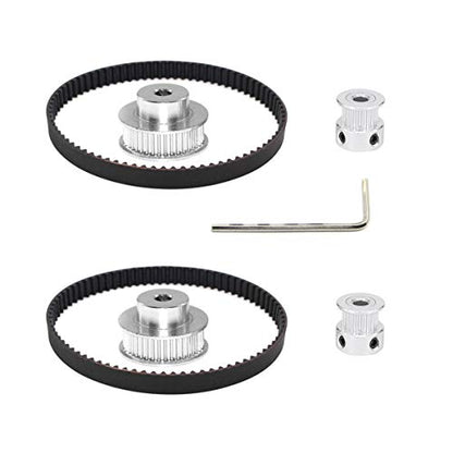 2Kit 2GT Synchronous Wheel 20&36 Teeth 5mm Bore Aluminum Timing Pulley with 2pcs Length 200mm Width 6mm Belt (20-36T-5B-6) - size: 20-36T-5B-6