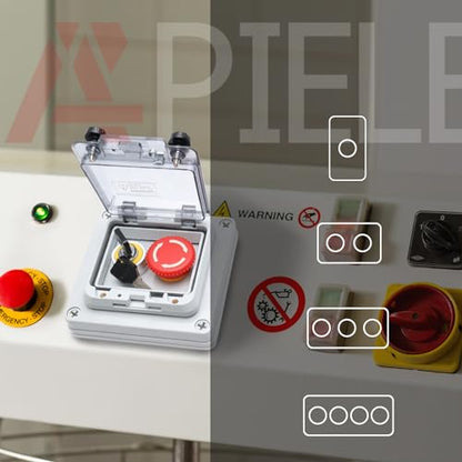 APIELE IP67 Outdoor Waterproof Button Switch Box Emergency Stop Button Switch Key Button Switch and Green Instantaneous Button Switch with Protective Cover Anti-Misoperation Switch - style: Green Button Switch/Key Switch/EMG Stop Switch+Box