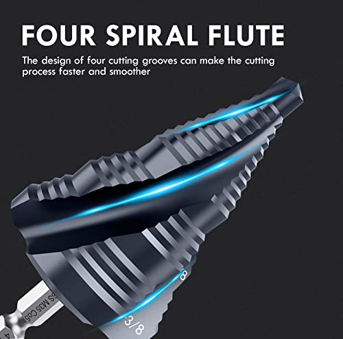 1/4"-1-3/8" Four Sprial Flute M35 Cobalt Step Drill Bit - size: 1/4"-1-3/8"(4 Flute)