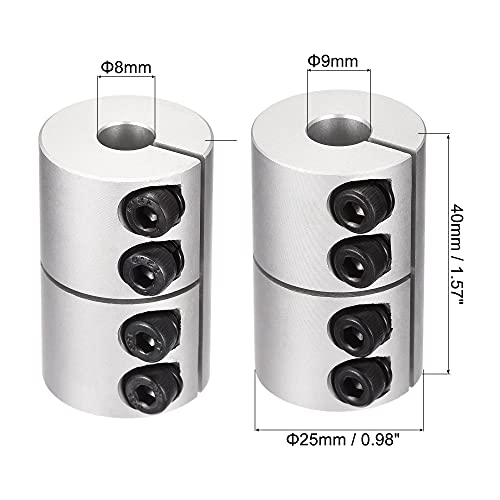 uxcell 8mm to 9mm Shaft Coupling 25mmx40mm Coupler Aluminum Alloy Joint Motor for 3D Printer CNC Machine DIY Encoder - size: 9mm x 8mm