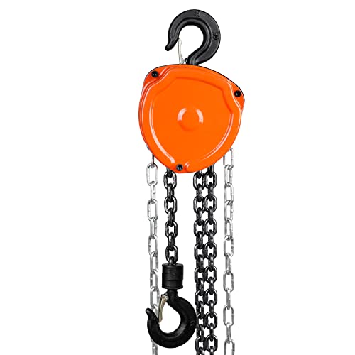 VEVOR Hand Chain Hoist, 1 Ton 2200 lbs Capacity 20 FT Come Along, G80 Galvanized Carbon Steel with Double-Pawl Brake, Auto Chain Leading & 360° Rotation Hook, for Garage Factory Dock - size: 1T 20FT