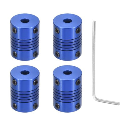Flexible Shaft Coupling(5mm|6mm): 4 Pcs Blue Aluminum Alloy - color: Blue, size: 5mm x 6mm (19mm OD, 25mm L)