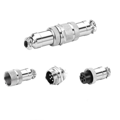 5Set GX16 6pin Male+Female Combination Aviation Plug Socket Connector,Panel Mounted Metal Circular Adapter Connector 4A/125V,16mm,Welded,for Electrical and Electronic Connections - size: 6Pin