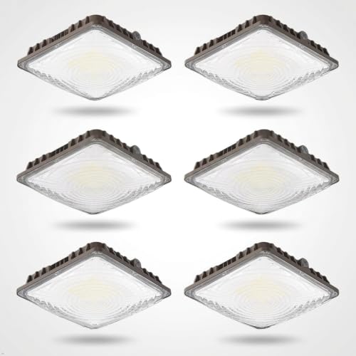 LED Canopy Light 60W, 9000LM LED Canopy Lights Outdoor, 5000K Daylight Square Canopy Gas Station Light for Carport Shop Garage Warehouse Porch Hotel Building Entrances UL Listed, 6 Pack