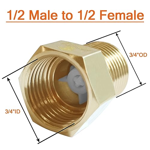 Joywayus Brass Check Valve 1/2" Male to 1/2" Female Thread One Way Non Return Backflow Preventer Check Valves (Pack of 2) - size: Male to Female