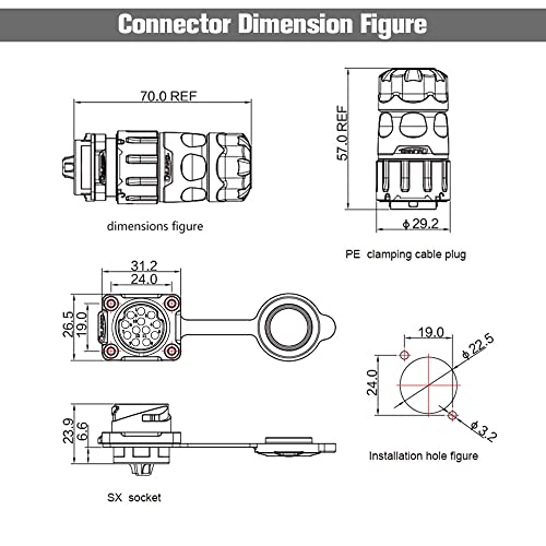 12 Pin Waterproof M20 Plastic Industrial Connector 5A 250V - style: 12PIN