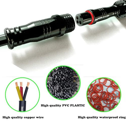 Waterproof Connectors 3 Wire, 20AWG Male Female Plug LED Connector with 3Pin, IP68 20CM Extension Cable for Car, Truck, Boat, LED Strip Lights, (5Pairs) - size: 20AWG 3pin waterproof connector
