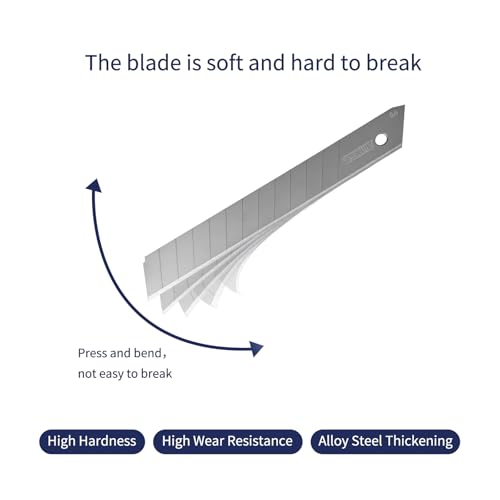 Tools 9mm Utility Knife Replacement Blades,60 Degree Snap Off SK4 Steel Blades for Retractable Cutting Knives, Hobby, Craft Knife, Box Cutter 50PCS - size: 9MM 50PC