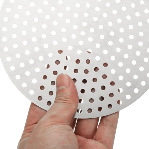 PATIKIL 6" Diameter 304 Stainless Steel Perforated Sheet, 0.16" Hole 19GA Expanded Metal Mesh Round Slices Plate Screen Decorative Meshes for Ventilation Grill Smoking, Silver Tone - size: 6inch