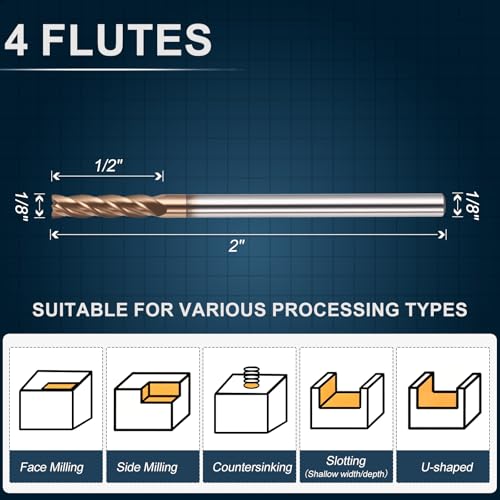 Carbide End Mill 1/8" Dia 1/2" CL 2" L 1/8" Shank 4 Flute - size: 1/8" Dia - 1/2" CL - 2" L - 1/8" Shank