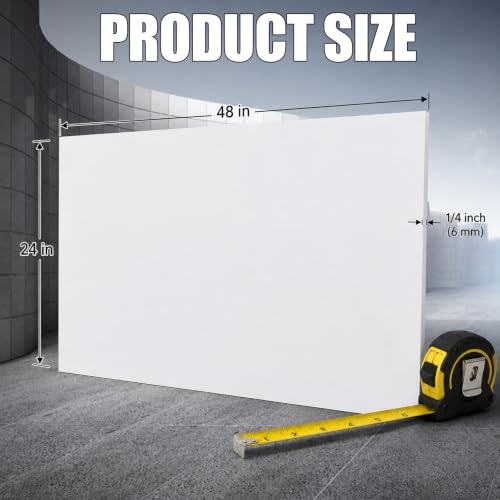 Threehoney 1 Pcs 1/4" Thick 24 x 48 Inch White HDPE Plastic Sheet - color: White, size: 24 x 48 Inch
