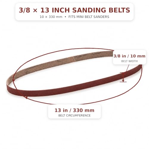 3/8 x 13 Inch Mixed Grit Sanding Belt 30 Pcs, 5 Each of 40/60/80/120/150/240 Grits, Aluminum Oxide Sanding Belt for Knife Making, Metalworking, and Woodworking, High-Performance Sharpening Belts - size: 3/8 x 13 Inch Mixed Grit