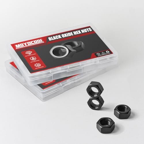 1/4''-20 (50 Pack) Hex Head Nuts, Black Oxide 304 Stainless Steel 18-8 Hexagon Nuts, Hex Drive, Standard Inch Coarse Thread - size: 1/4''-20
