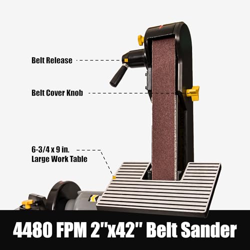 2x42 in. Belt Sander & 6" Disc Sander Combo, 3.5Amp Bench & 1/2HP Belt Sander for Woodworking, Metalworking & Knife Making, Sharpening - size: 2 inch