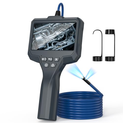 Endoscope Camera with Light 1920P HD Industrial Borescope with 4.3" IPS Screen, 11.5FT Semi-Rigid Cable, IP67 Waterproof Inspection Snake Camera for Car Engine, Mechanical Tools, Pipeline Inspection