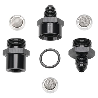 3AN Inline Fuel & Oil Feed Filter Set with 30 80 150 Micron Elements Aluminum Black - size: 3AN