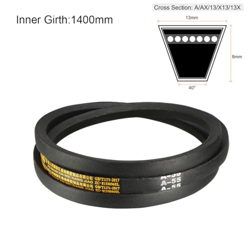 uxcell A55 Drive V-Belts 55" Inner Length 13mm Width 8mm Thick JIS Standard A-Section Rubber Drive Industrial Transmission Belt - size: 55"