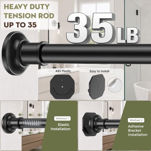 Outdoor Tension Rods No Drilling Shower Curtain Rod 30-132 Inch - color: Black, size: 30-132 inches