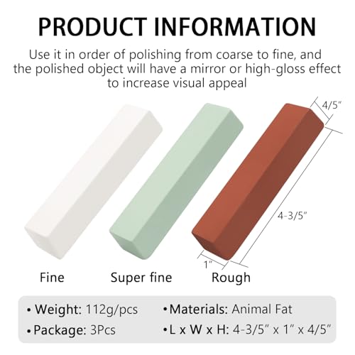 Buffing Polishing Cutting Compounds 12 Oz. Kit - Green Fine/White Medium/Red Coarse - 3 Pack - size: 12 Oz