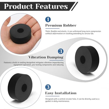 8 PCS Multi Purpose Rubber Spacer, 1-9/16" OD x 1/2" ID x 3/5" Thickness - size: 1-9/16" OD x 1/2" ID x 3/5" Thickness