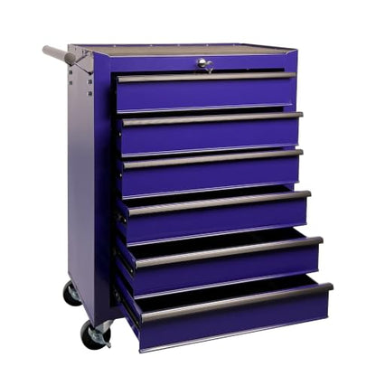Rolling Metal Tool Chest with 6 Drawers, 20" 6-Drawer Tool Chest Cabinet with Ball Bearing Drawer Slides, Steel Tool Storage Box Organizer -Purple - color: Purple-6