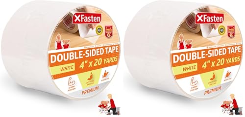 XFasten Double Sided Sticky Tape, Removable, 4-Inches x 20-Yards, Single Roll Ideal as a Anti-Scratch Cat Training Tape, Holding Carpets, and Woodworking (Pack of 2) - size: 4-Inches x 20-Yards (Pack of 2)