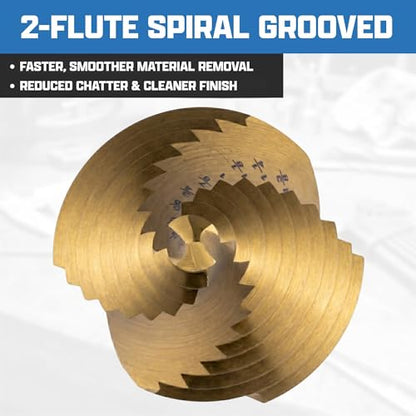 NEIKO 10612A Step Drill Bit, 10 Steps 1/4" to 1-3/8" Spiral High Speed Steel, Titanium Nitride Coated, 3/8" Tri Flat Step Bits for Steel, Metal, Wood, Plastic, Unibit Cone Drill Bits, Two Flute - size: #5 (1/4 - 1-3/8", 10S), style: Spiral