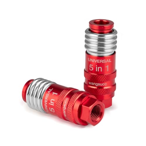 5 In 1 Universal Quick Industrial Connect Coupler Air Hose Fittings 1/4” Body Size 5-in-1 Quick Connect Air Fitting Air Compressor Accessories Fitting (2 PCS)