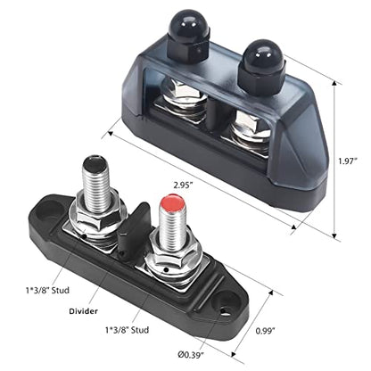 Recoil S2PG Busbar Dual 5/16” Studs Terminal Power Distribution Block - style: Discrete 2x5/16" Studs Black