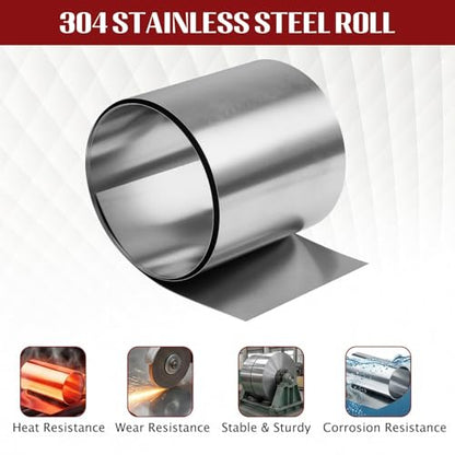304 Stainless Steel Foil Roll, 0.2mm x 100mm x 1M Stainless Steel Sheet, Metal Foil for Crafts, Electronic Equipment, Industry Machinery, Hardware - size: 0.2mm x 100mm x 1M