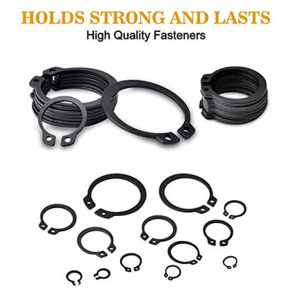 VIGRUE 315Pcs Snap Ring Shop Assortment Alloy Steel External Circlip Snap Retaining Clip Rings Set, 15 Sizes - size: 315PCS
