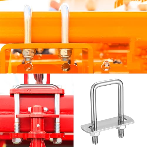 6 Pack 2in Square U-Bolts, Stainless Steel U Bolts with Plates and Nuts - color: Square, 2"/50mm