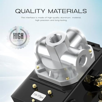 Air Compressor Pressure Switch, cnaodun 135-175 PSI 26A 1/4 NPT Thread Four-Port Pressure Switch for Air Compressor Pressure Regulator Switch - style: 4-port 26A135-175 PSI