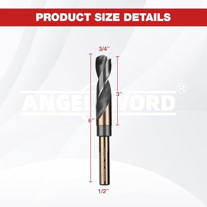 ANGELSWORD 3/4" Reduced Shank Drill Bit for Hard Wood, Mild Steel, Metal - size: F. 3/4 inch