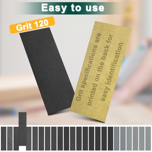 20PCS Sand Paper 120 Grit Sandpaper Sheets, 9 x 3.6 Inch Wet Dry Sandpaper Sheets, Sand Paper for Metal, Wood Furniture, Automotive and Crafts - color: E-120 Grit 20pcs