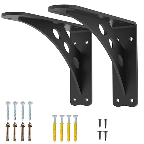 8 x 6 in Black Heavy Duty Floating Shelf Brackets, Holds 1000lb - color: Black Max Load 1000 Lbs, size: 8IN×6IN