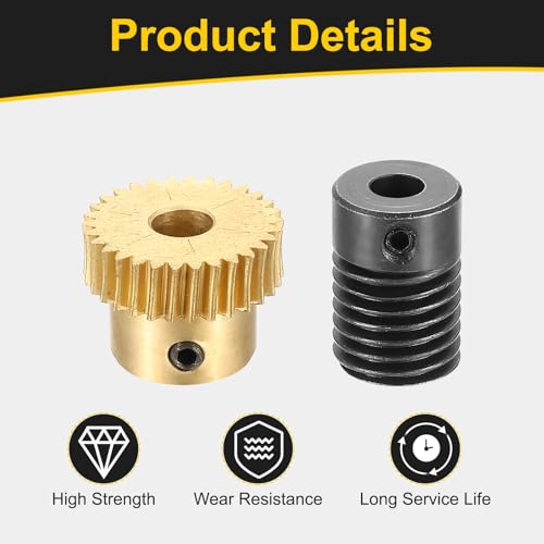 uxcell Worm Gear Set Right Rotation 30T 0.5 Module 1:30 Reduction Rate - size: Gear-5mm, Rod-5mm Bore, style: 0.5M-30T