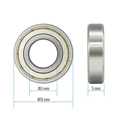633ZZ 10 PCS Deep Groove Ball Bearing 3×13×5mm Double Metal Shielded Ball Bearing Chrome Steel P0 Z2 Bearing for Industrial Machine,Power Tools and Mechanical Equipment - size: 633ZZ Size 3×13×5mm