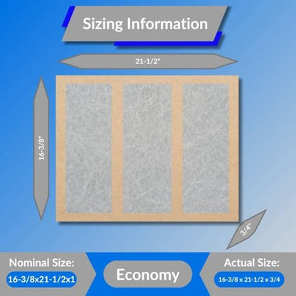 16 3/8 x 21 1/2 x 1 Fiberglass Air Filters, 6-Pack, Glasfloss - size: 16 3/8 x 21 1/2 x 1