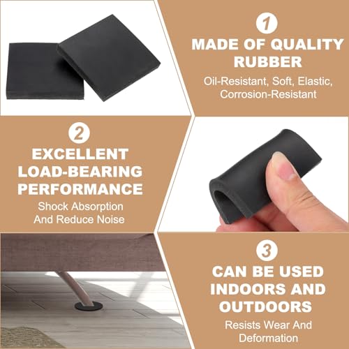 PATIKIL Rubber Solid Anti-Vibration Pads, 4 Pcs 60mm x 15mm Thick Rubber Square Washers Multi-Purpose Gasket Pad Bushings Spacer for HVAC Compressor Air Conditioner, Black - size: 60mm x 15mm Thick