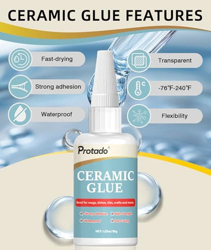 Ceramic Glue, 35g Clear Waterproof Adhesive for Porcelain Repair - style: Ceramic Glue