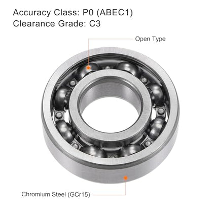 uxcell 6204 Deep Groove Ball Bearings 20x47x14mm Chrome Steel, Open Type - size: 20x47x14mm