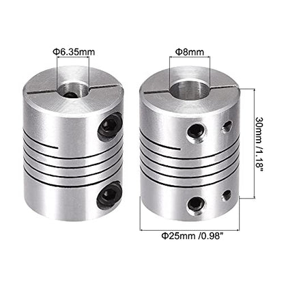 uxcell 2PCS Motor Shaft 6.35mm to 8mm Helical Beam Coupler Coupling 25mm Dia 30mm Long - size: 6.35mm to 8mm