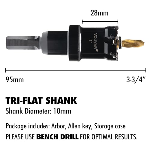 1" Tungsten Carbide Tipped Hole Saw Drill Bit for Hard Metal, 25.4mm Hole Cutter for Sheet Metal, Stainless Steel, Iron, Wood, Plastic - size: 1 in