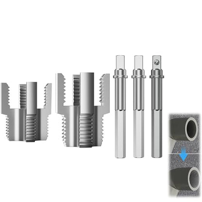 HUHAO 2pcs Integrated Internal & External Pipe Threading Tool with 1/2'' & 3/4'' Dies, Electric Drill Compatible 2 in 1 Pvc Pipe Threader Kit, Dual-Function Pipe Thread Cutting Tool - size: 2pc