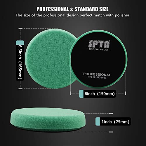 Green T120 Heavy-Cut Polishing Foam Pad, SPTA 1Pc 6.5 Inch Face for 6 Inch 150mm Backing Plate Compound Buffing Sponge Pads for Car Buffer Polisher Compounding, Polishing and Waxing -FPTSS6G - color: 1Pc Green T120 Heavy-Cut Pad, size: 6.5inch