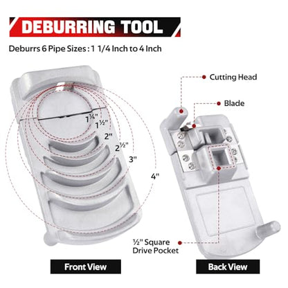 BARTOO Deburring Tool PVC Reamer Chamfer Tool for 1-1/4" to 4" Pipes