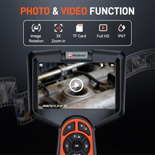 3.9mm Borescope Camera with Light, 5" Industrial Endoscope Camera