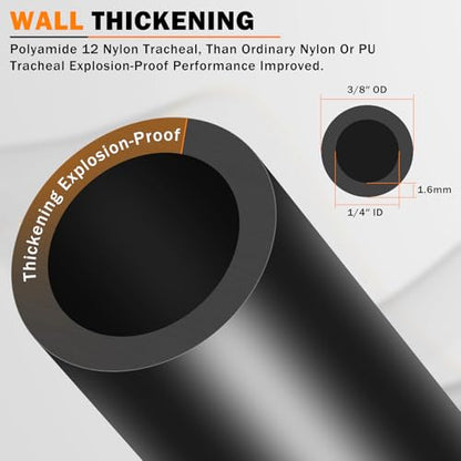 CheeMuii 100FT 3/8" DOT Air Line 3/8 Air Hose PA12 Nylon Pneumatic Tubing - color: Black, size: 3/8"OD-100FT